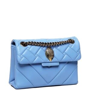 Kurt Geiger Blue Quilted Shoulder Bag with Flap Closure